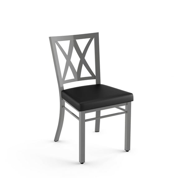 Amisco Washington Dining Chair - Black Faux Leather / Metallic Grey Metal