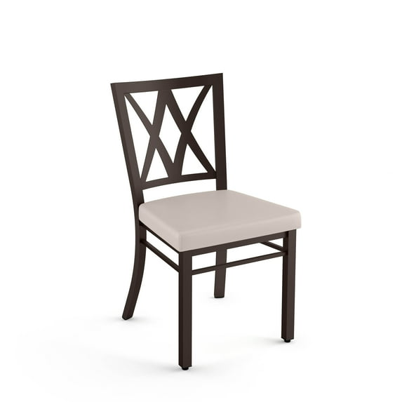 Amisco Washington Dining Chair - Cream Faux Leather / Dark Brown Metal