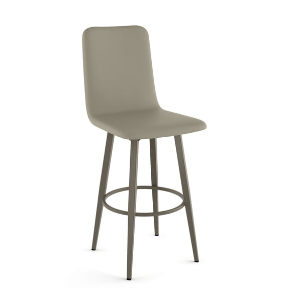 Amisco Watson 26 In. Swivel Counter Stool - Greige Faux Leather / Grey Metal