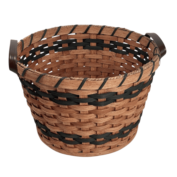 Amish Baskets Towel Storage Apple Pail Gingerich Style With Leather Handles (Green)