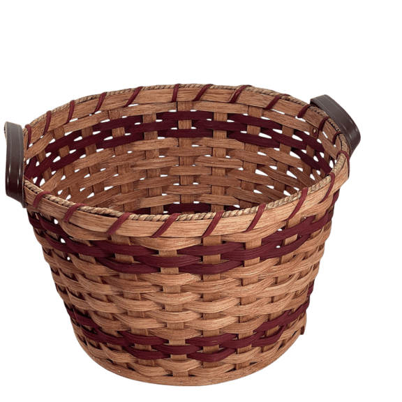 Amish Baskets Towel Storage Apple Pail Gingerich Style With Leather Handles (Red)