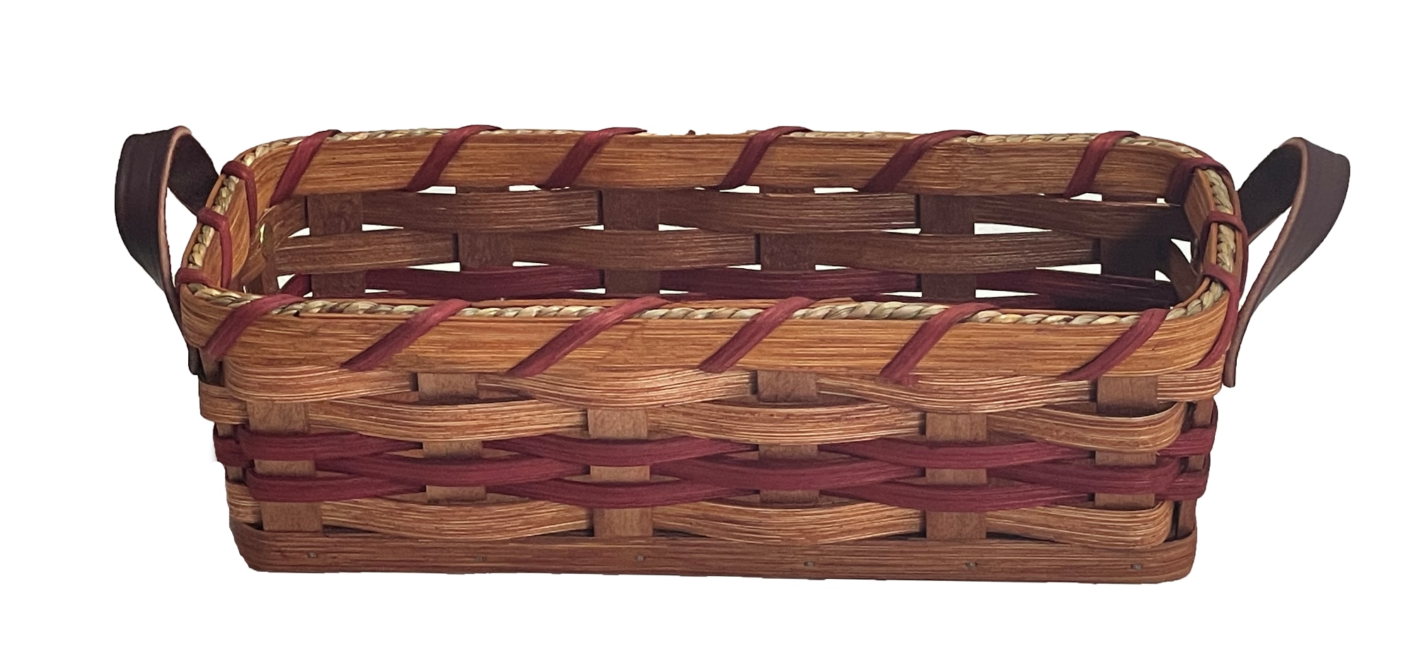 Amish Baskets and Beyond Oak Cracker Server Basket Leather Handles