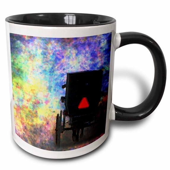 3drose, Amish Buggy Bold Colored Background by Angelandspot, 15oz Two-tone Black Mug
