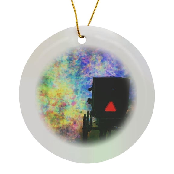 3drose, Amish Buggy Bold Colored Background by Angelandspot, Circle Porcelain Ornament