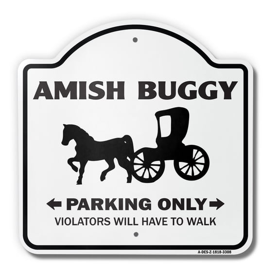 Amish Buggy Parking 18" X 18" Heavy-Gauge Aluminum Architectural Sign | SignMission Designer Horse Carriage Religious Mennonite Church Metal Novelty Gift Funny Joke Gag Road Garage