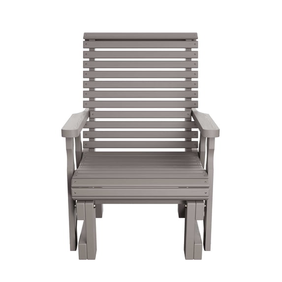Amish Casual Heavy Duty 600 Lb High Back Roll Back Treated Glider Chair , Semi Solid Grey Stain