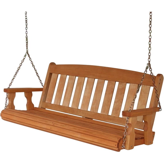 Amish Casual Heavy Duty Mission Treated Porch Swing, 6-Foot, Cedar Stain, 8Ft Chains, Without Cups