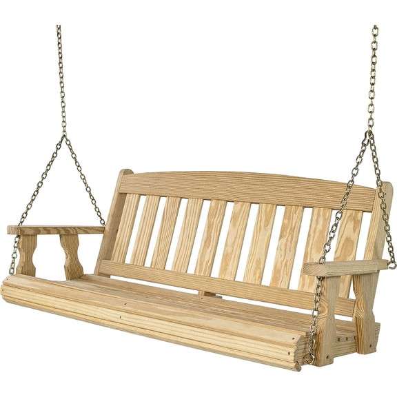 Amish Casual Heavy Duty Mission Treated Porch Swing, 6-Foot, Unfinished, 8Ft Chains, Without Cups