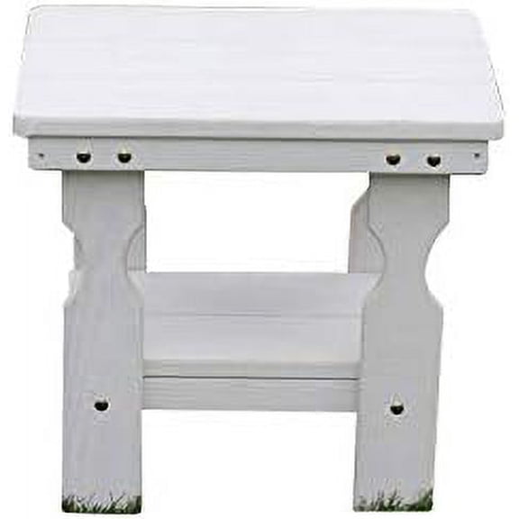 Amish Casual Heavy Duty Outdoor Wood End Table in Semi-Solid White Stain - Quality Crafted in The USA from Treated Pine by Amish Artisans