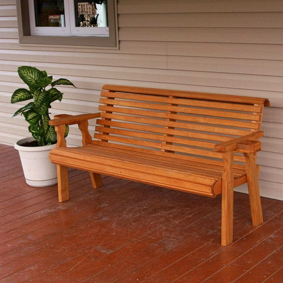 Amish Casual Heavy Duty Roll Back Outdoor Bench (4-foot, Oak Stain)