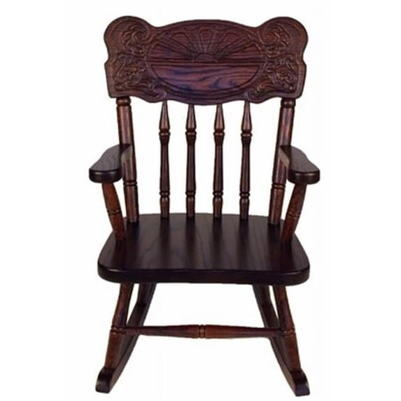 Amish Children Sunrise Rocking Chair, Dark Brown