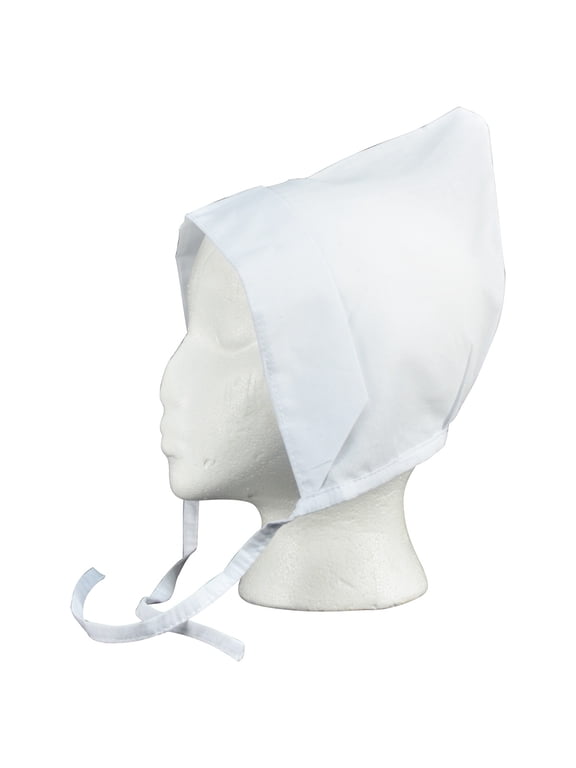 Amish Coif White Linen Bonnet Head Piece Costume Pilgrim Hood Theatre Prop Hat