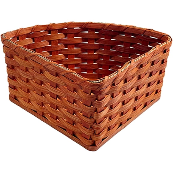 Amish Corner Storage Handmade Solid Oak Woven Wicker Basket (Medium)