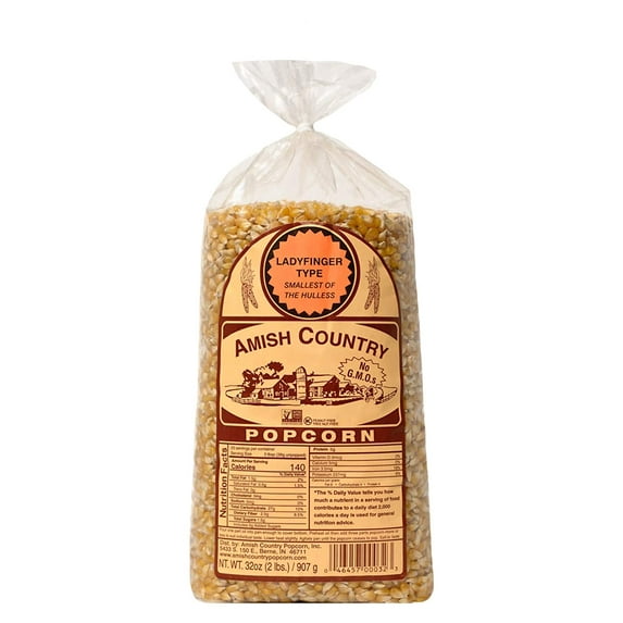 Amish Country Popcorn | 2 lb Bag | Ladyfinger Popcorn Kernels | Old Fashioned, Non-GMO and Gluten Free (Ladyfinger - 2 lb Bag)