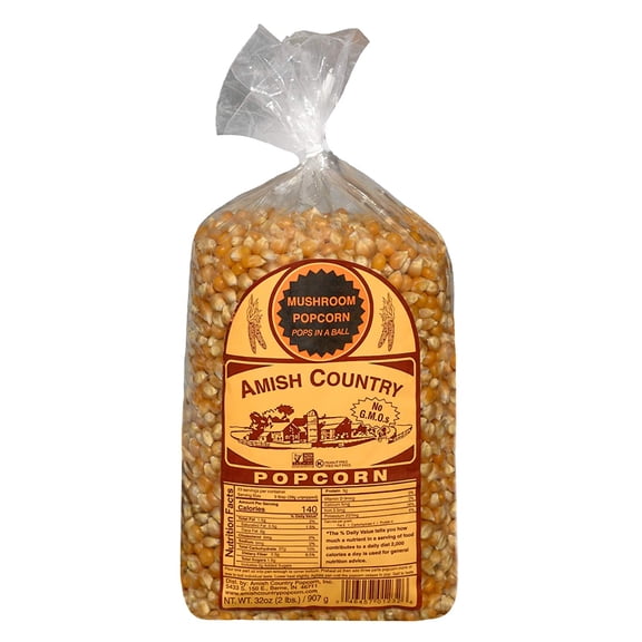 Amish Country Popcorn | 2 lb Bag | Mushroom Popcorn Kernels | Old Fashioned with Recipe Guide (Mushroom - 2 lb Bag)