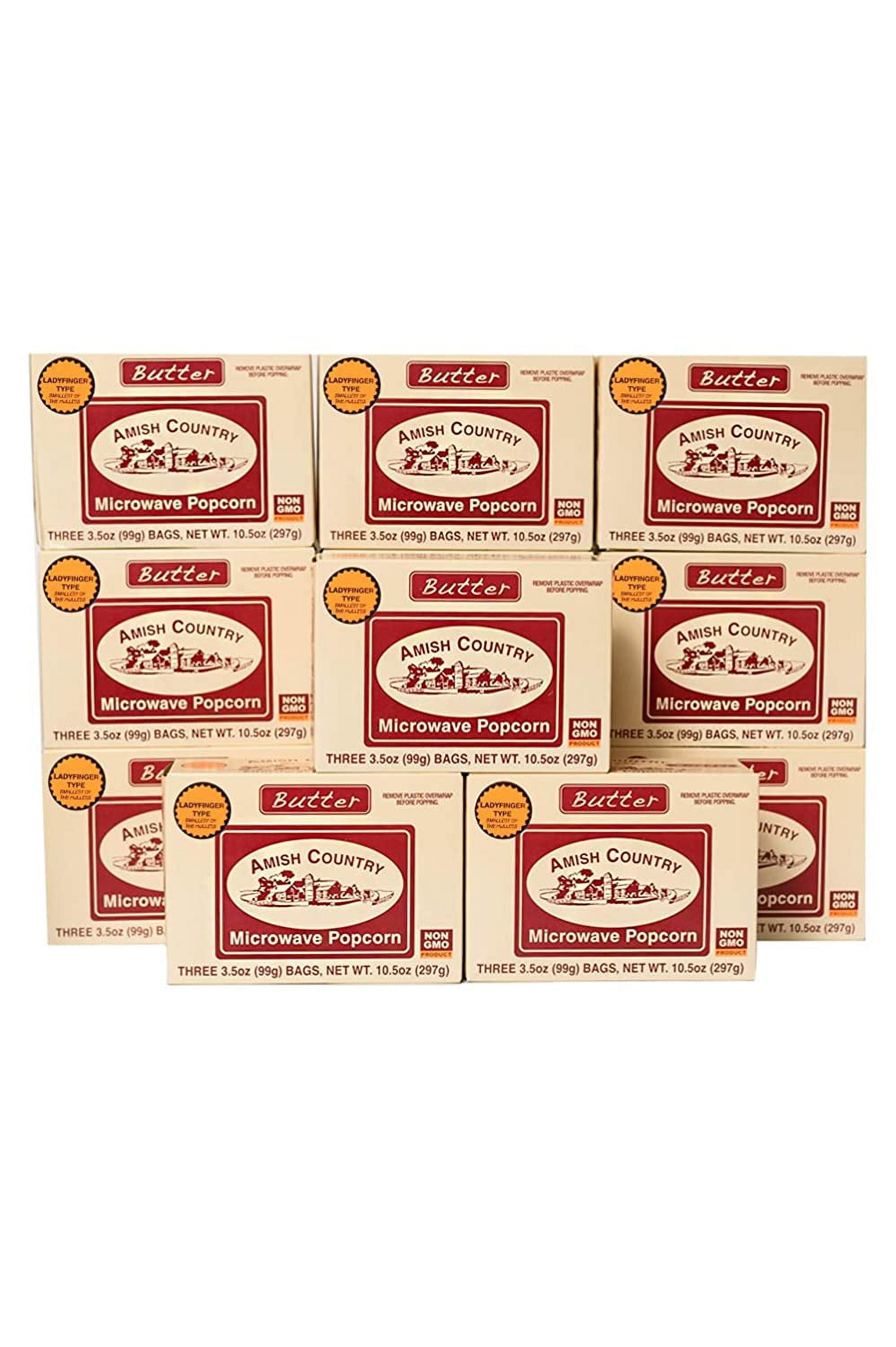 Amish Country Popcorn | 36 Bags of Microwave Ladyfinger Butter Popcorn | Old Fashioned, Non-GMO and Gluten Free (36 Bags)