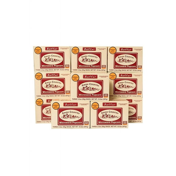 Amish Country Popcorn | 36 Bags of Microwave Ladyfinger Butter Popcorn | Old Fashioned, Non-GMO and Gluten Free (36 Bags)