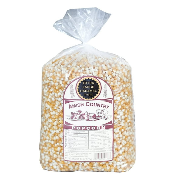 Amish Country Popcorn | 6 Lb Extra Large Caramel Type Kernels | Old Fashioned, Non GMO, Gluten Free, Microwaveable and Kosher (6 lb Bag)