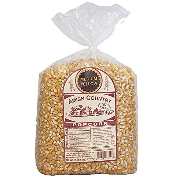 Amish Country Popcorn | 6 lb Bag | Medium Yellow Popcorn Kernels | Old Fashioned, Non-GMO and Gluten Free (Medium Yellow - 6 lb Bag)