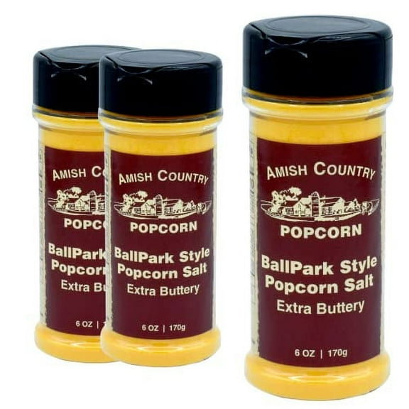 Amish Country Popcorn | Ballpark ButterSalt Popcorn Salt - 3-6 oz Bottles | Old Fashioned, Non-GMO and Gluten Free (3-6 oz Bottles)