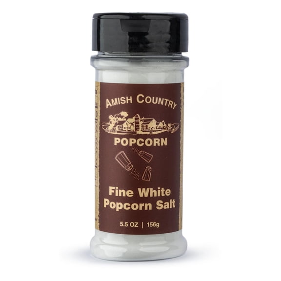 Amish Country Popcorn | Fine White Popcorn Salt - 5.5 oz | Old Fashioned, Non-GMO and Gluten Free (5 oz Bottle)