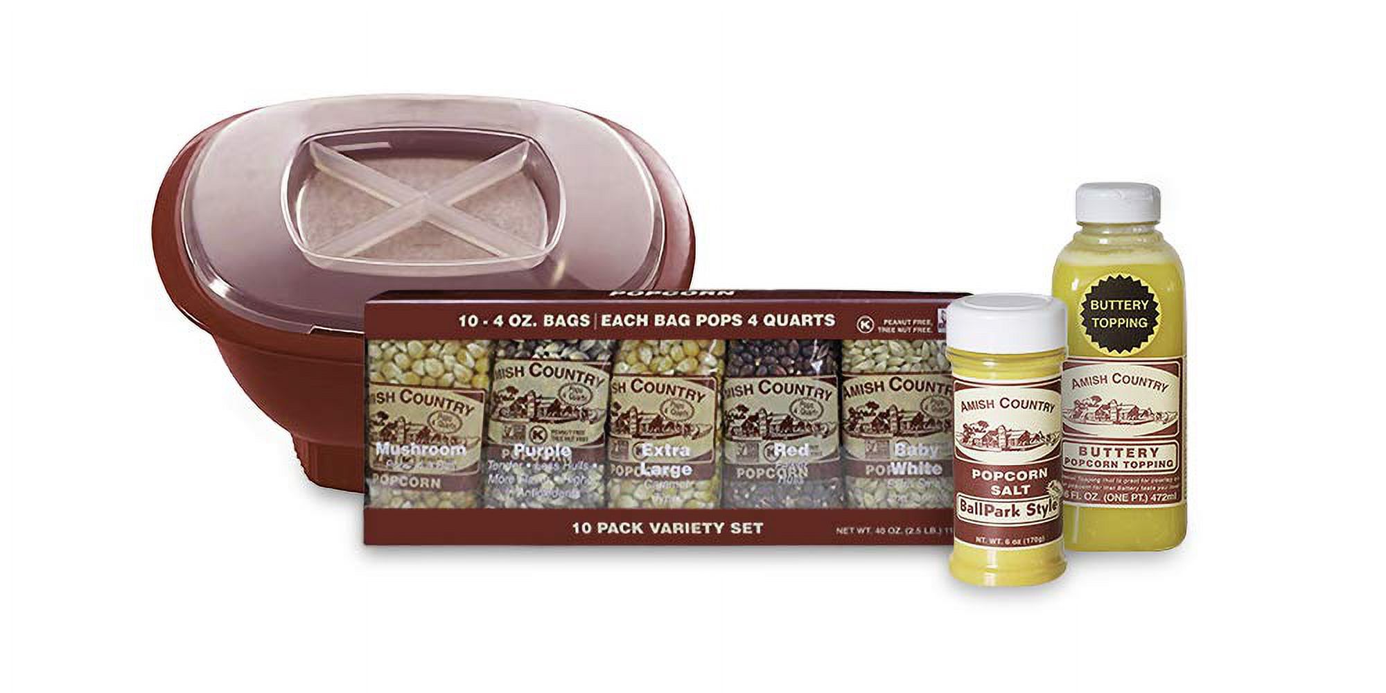 Amish Country Popcorn HHA1 104 oz Bags Microwave Bowl and Popcorn