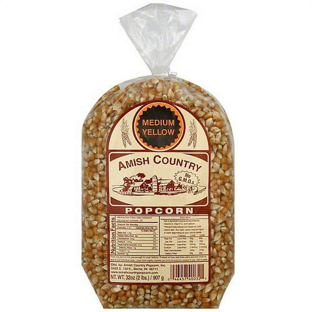 Amish Country Popcorn Medium Yellow Popcorn, 32 oz (Pack of 8)