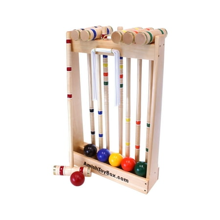 Amish-Crafted Deluxe Maple-Wood Croquet Game Set, 6 Player Set 32" Handles