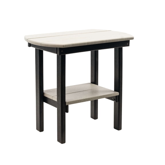 Amish Crafted Poly Oval End Table, Light Gray on Black