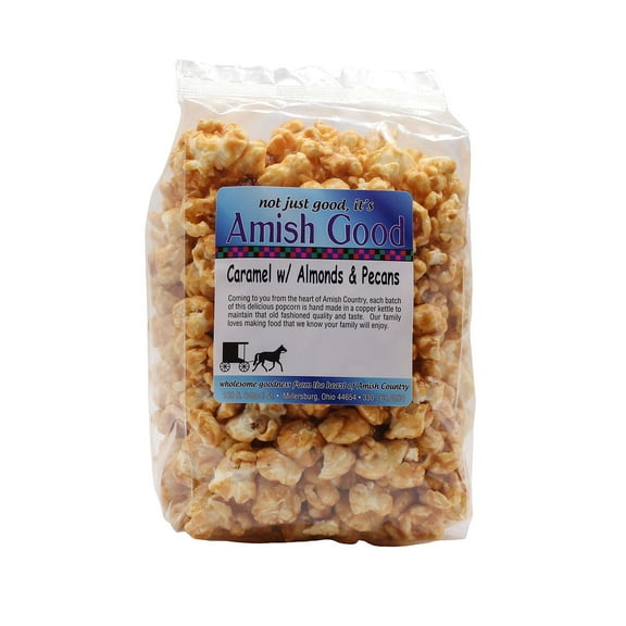 Amish Good Premium Caramel Popcorn with Almond and Pecans * Real Butter and Coconut Oil in 12 Ounce Bag