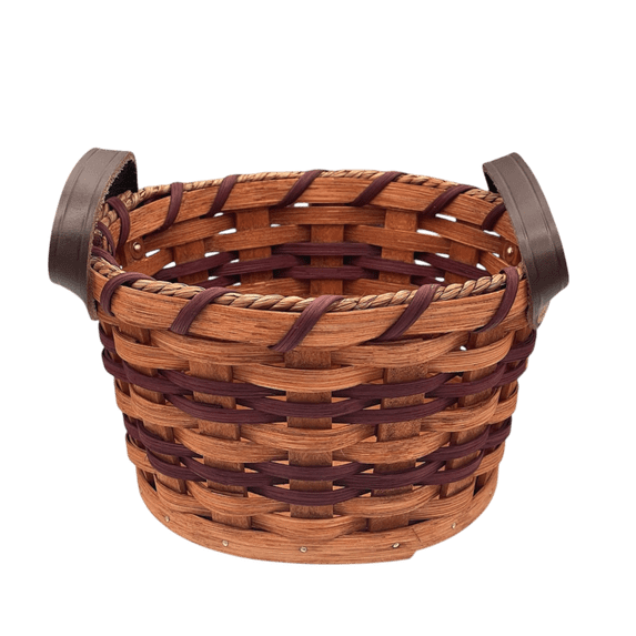 Amish Handmade Key and Mail Basket With Solid Oak Bottom and Leather Handles