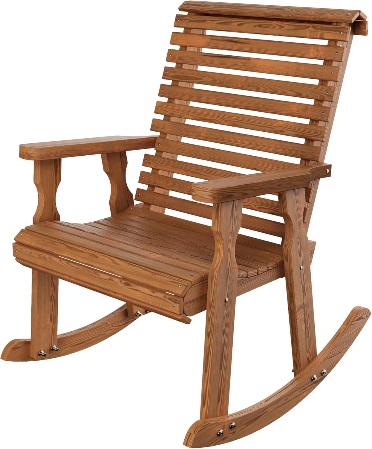 Amish Heavy Duty 600 Lb Roll Back Pressure Treated Rocking Chair (Oak ...
