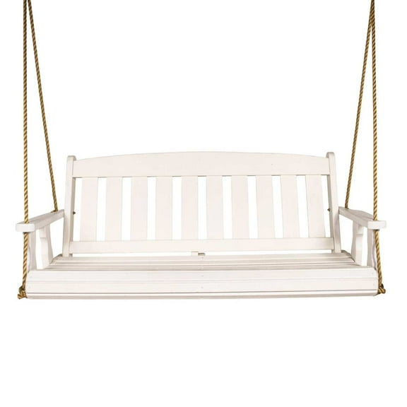 Amish Heavy Duty 800 Lb Mission Treated Porch Swing with Hanging Chains (4 Foot, Semi-Solid White Stain)