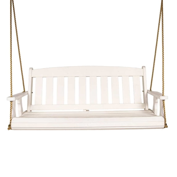 Amish Heavy Duty 800 Lb Mission Treated Porch Swing with Hanging Chains (4 Foot, Semi-Solid White Stain)
