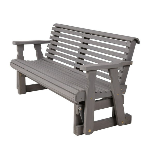 Amish Heavy Duty 800 Lb Roll Back Pressure Treated Porch Glider (4 Foot, Semi Solid Grey Stain)