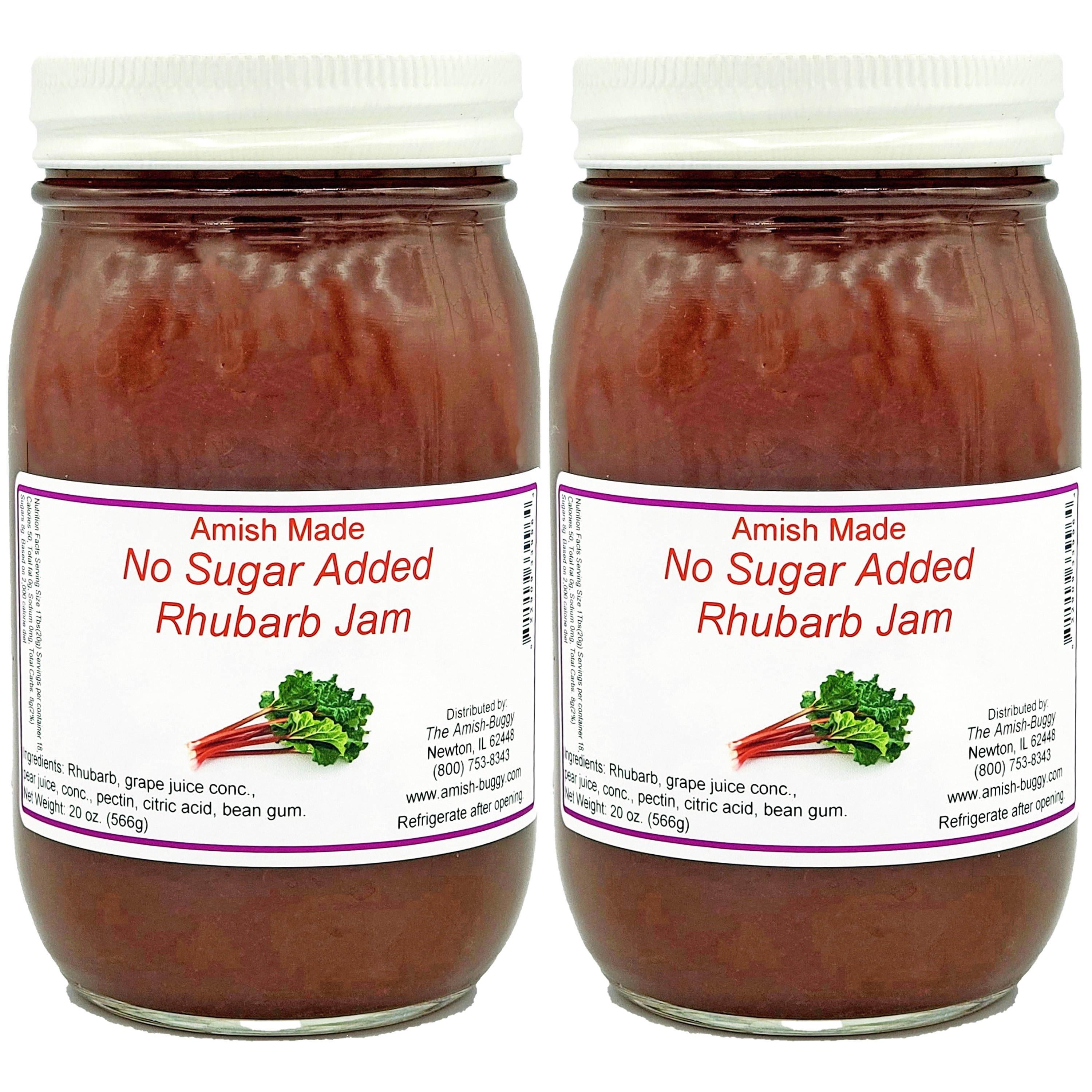 Amish Jam - No Sugar Added - 16 Oz Jar (Rhubarb)