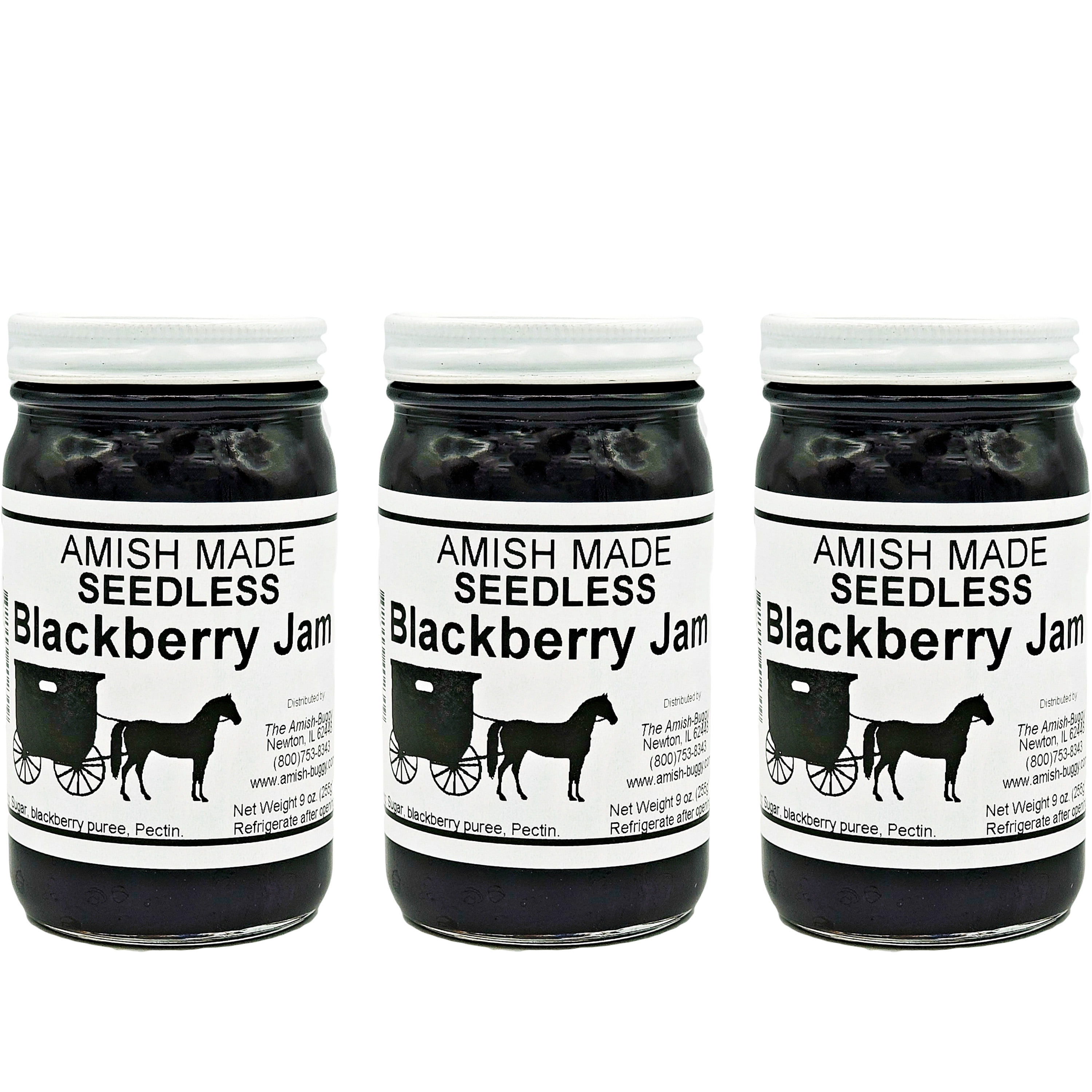 Amish Jam Seedless Blackberry - 8 Oz Set of Three Jars