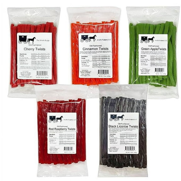 Amish Licorice Twists - Five 16 Oz Pkgs (Five Flavors Pack)