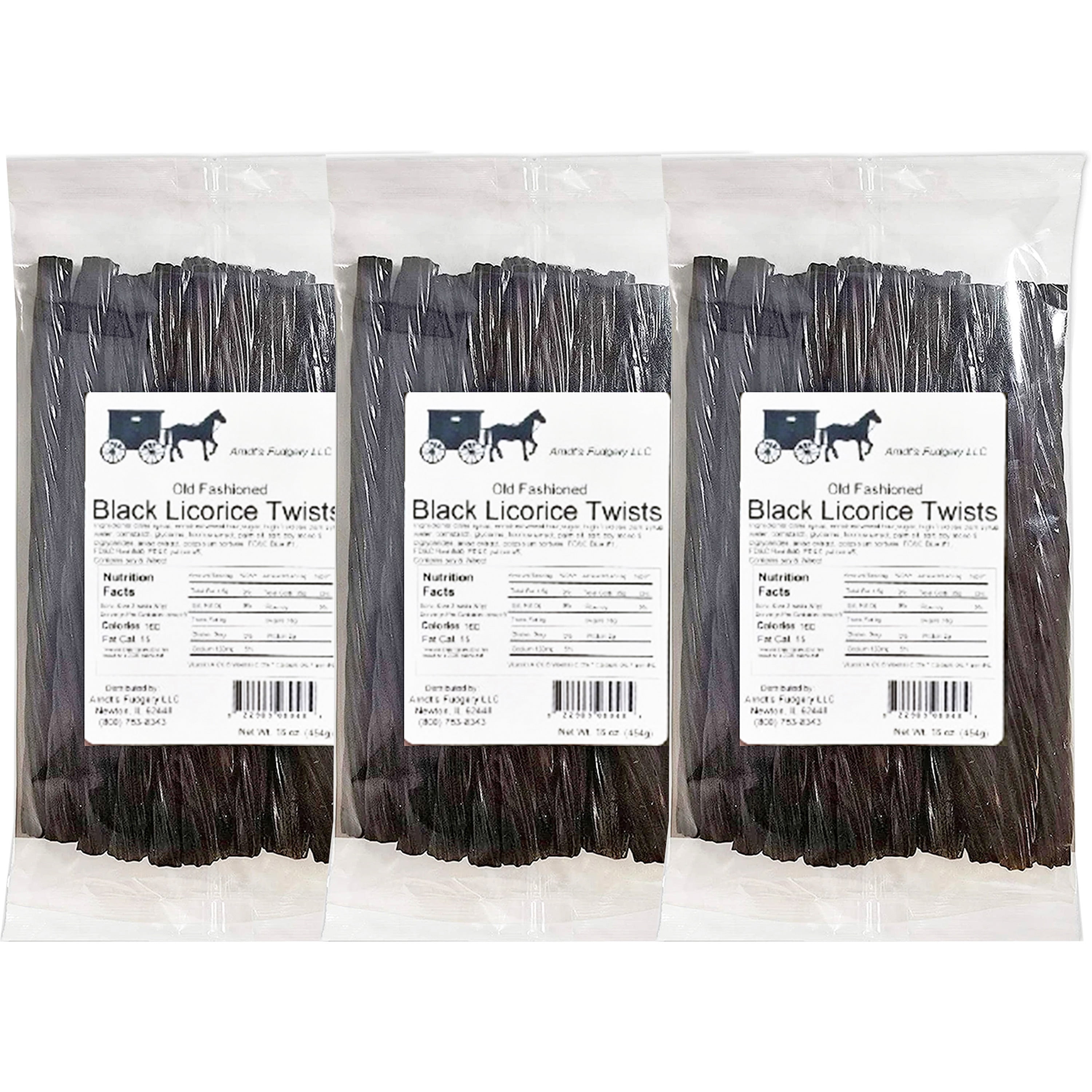 Amish Licorice Twists - Three 16 Oz Pkgs - Black