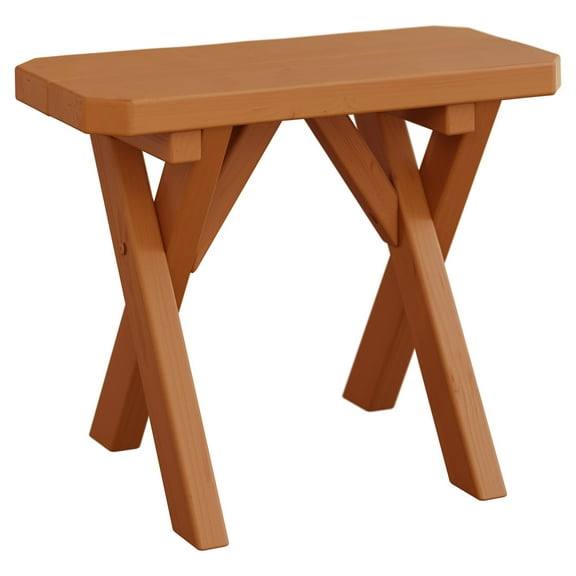 Amish Made 2 Foot Spruce Crossleg Outdoor Dining Bench in Cedar Stain - Wooden Bench Handcrafted in the USA