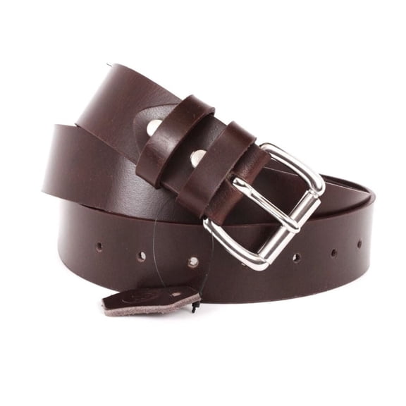 Amish-Made Brown Cowhide Leather Belt, Chrome Buckle, 2″ Wide, 32″