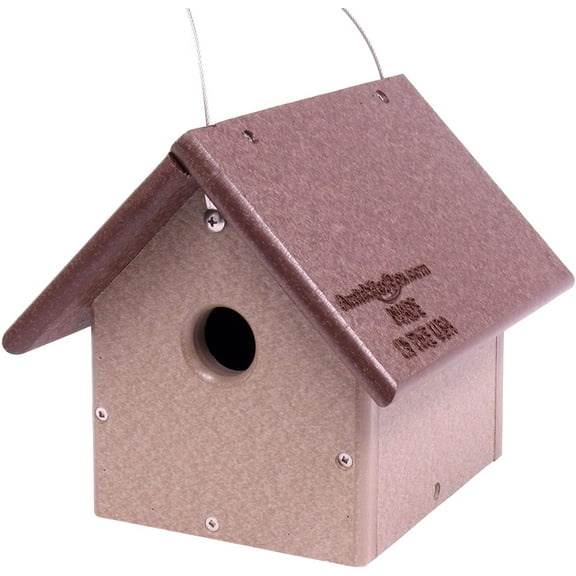 Amish-Made Chickadee or Wren House, Poly Lumber Bird House Tudor Brown/Weathered Wood
