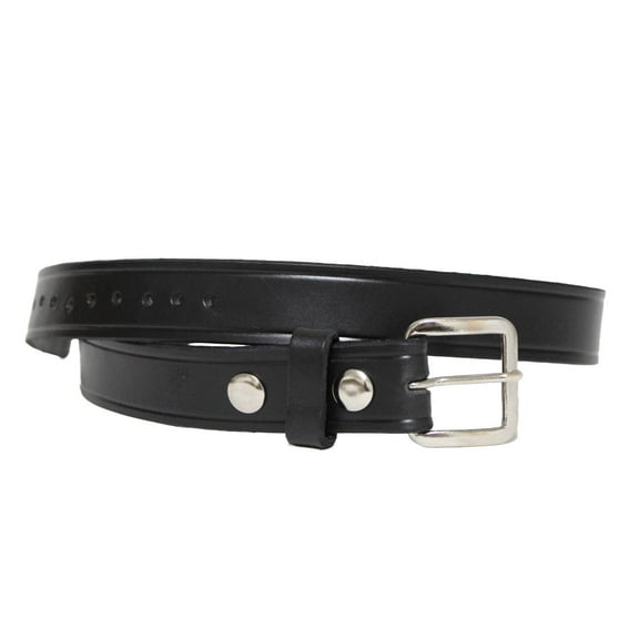 Amish-Made Cowhide Casual Leather Belt, Work Belt with Chrome Buckle and Snaps, 1/8" Thick and 1.25" Wide, Black, 38"