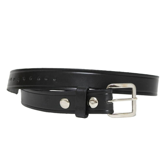 Amish-Made Cowhide Casual Leather Belt, Work Belt with Chrome Buckle and Snaps, 1/8" Thick and 1.25" Wide, Black, 44"
