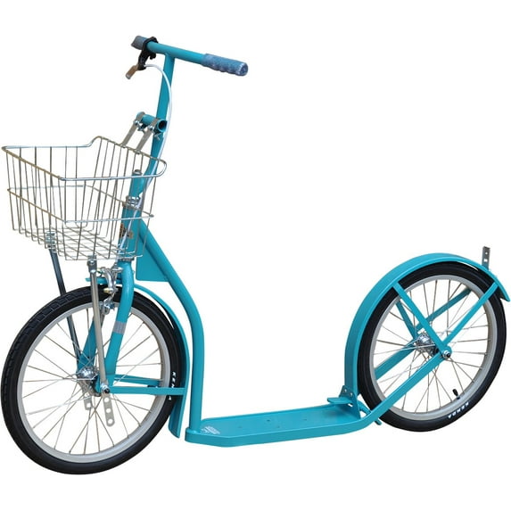 Amish-Made Deluxe Kick Scooter Bike - Model 2060 - Youth/Adult Size No Kickstand, Aqua Blue