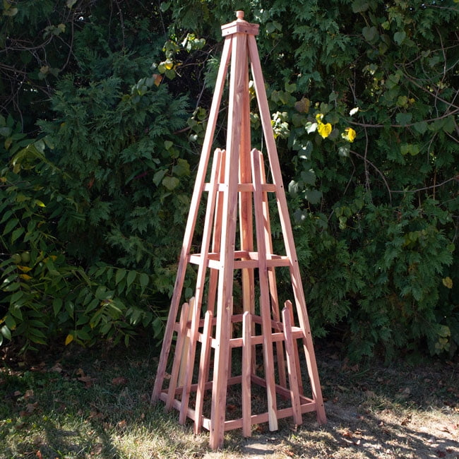 Large Red Cedar Pyramid Garden Trellis, 72"
