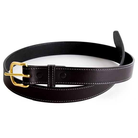 Amish-Made Leather Dress Belt for Business or Everyday Wear, Goldtone Buckle, 1.25 Inches Wide, Black, 36"