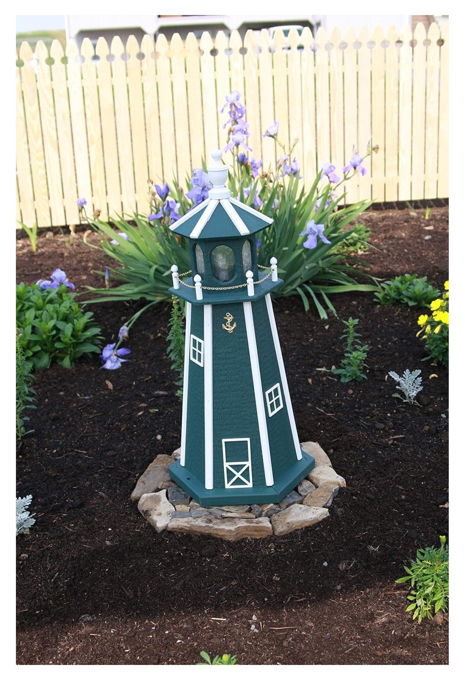 AmishMade Lighthouse in Lancaster Green with White Trim, 39" Tall