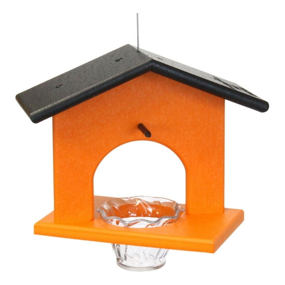 Amish-Made Oriole Bird Feeder, Eco-Friendly Poly Lumber Hanging Decorative Oriole Jelly Feeder Orange/Black