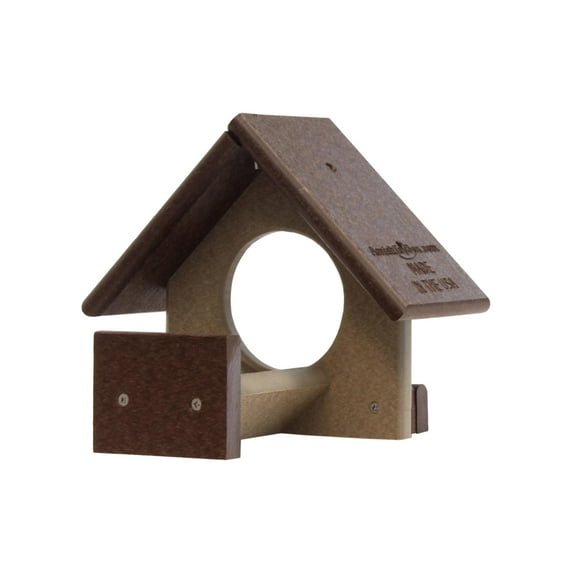 Amish-Made Peanut Butter Bird Feeder, Eco-Friendly Poly Lumber, Fits 16-18 Oz. Jar of Peanut Butter Milwaukee Brown/Weathered Wood